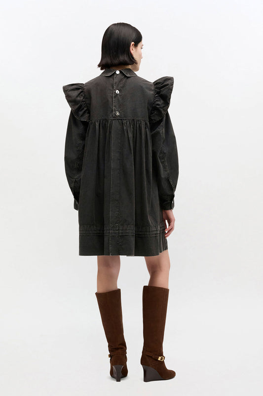 GANNI Exclusive | Black Washed Mini Shirt Dress