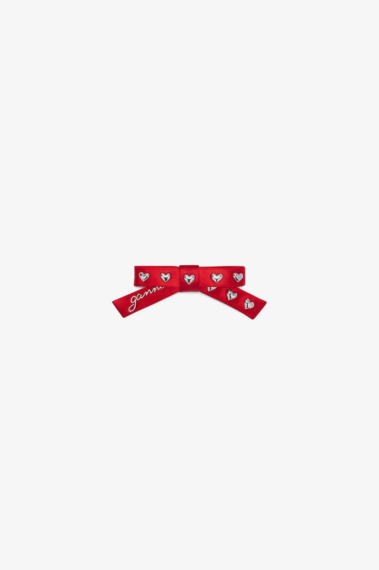 GANNI Value | Mars Red Red Eyelet Bow Barrette