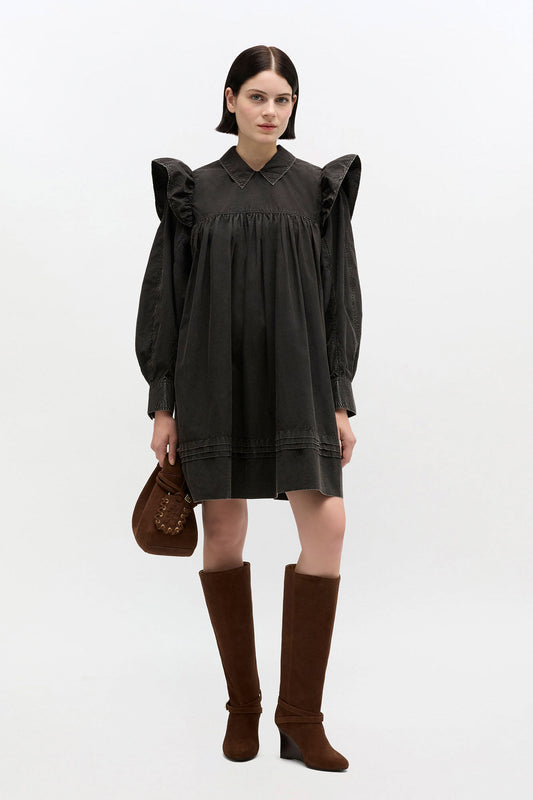 GANNI Exclusive | Black Washed Mini Shirt Dress